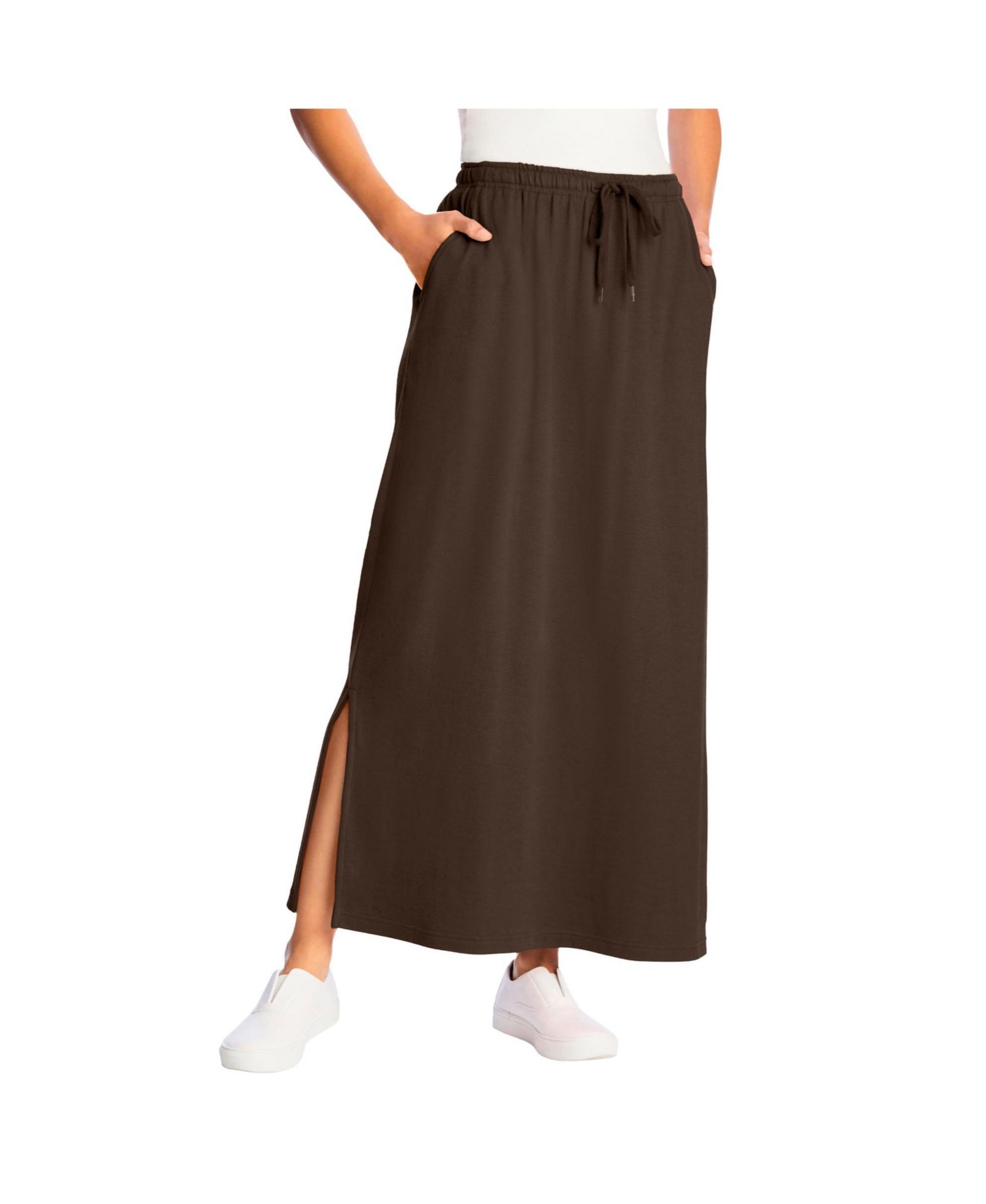 Woman Within Plus Size Sport Knit Side-Slit Skirt