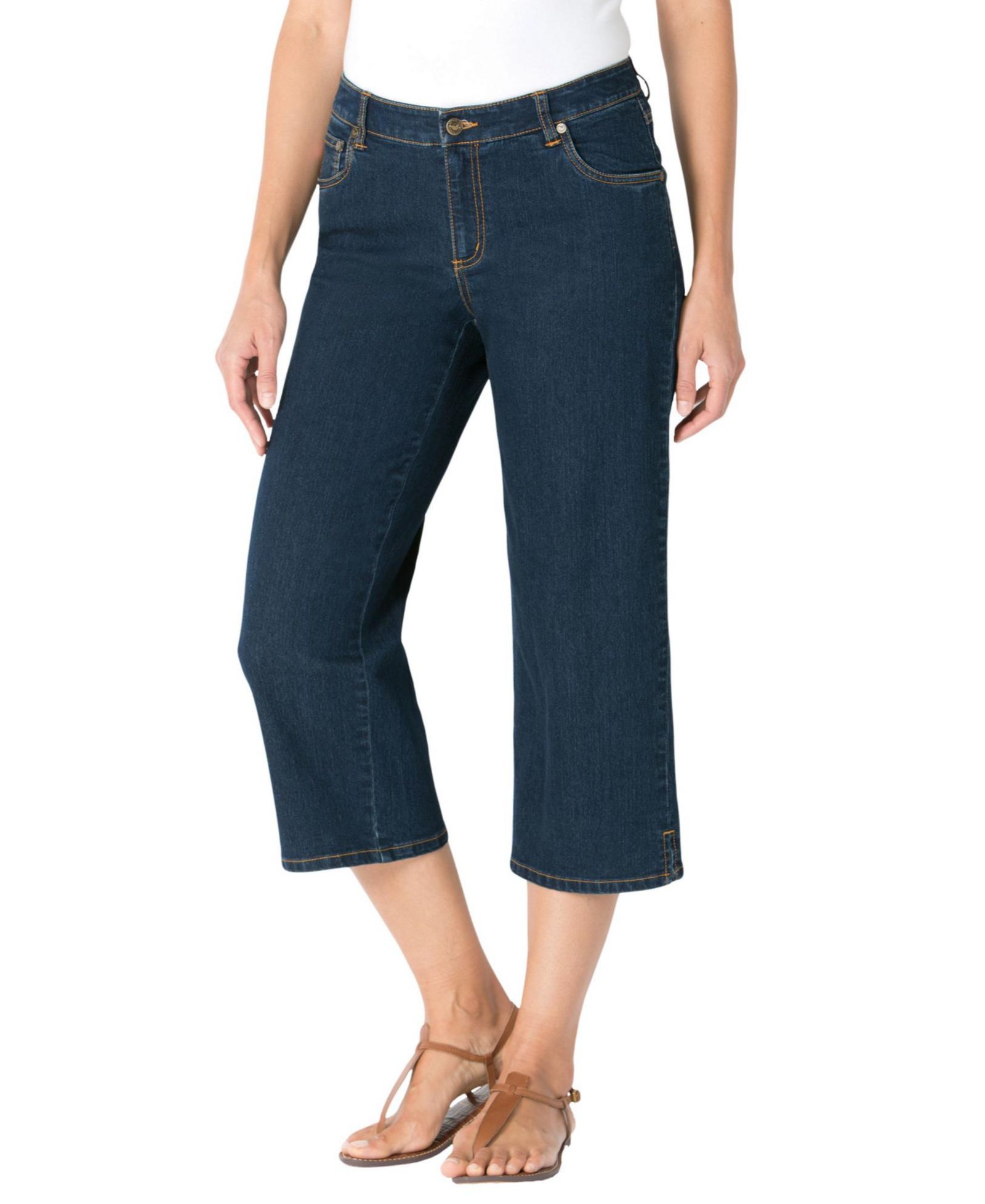 Женские джинсы Woman Within Stretch Denim с пятью карманами, укороченные