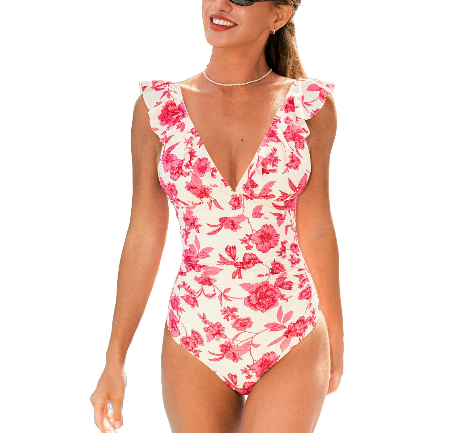 Cupshe Women's Ruffled Lace Up One Piece Swimsuits