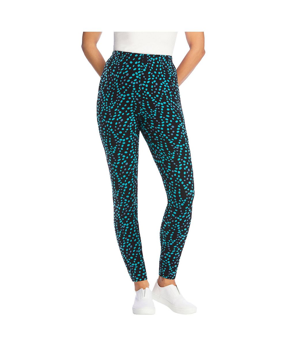 Woman Within Women's Within Tall Stretch-Cotton Knit Pull-On Printed Leggings