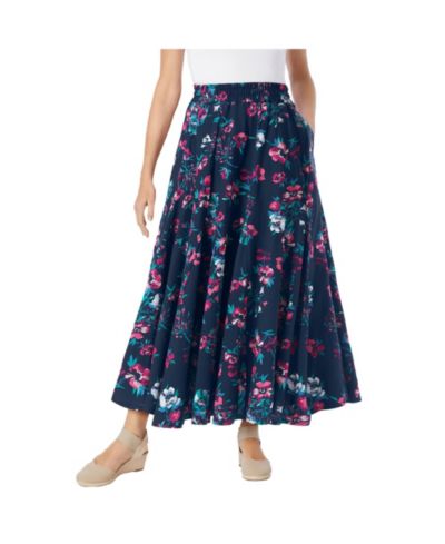 Woman Within Plus Size Within Wide Elastic Waist Skirt