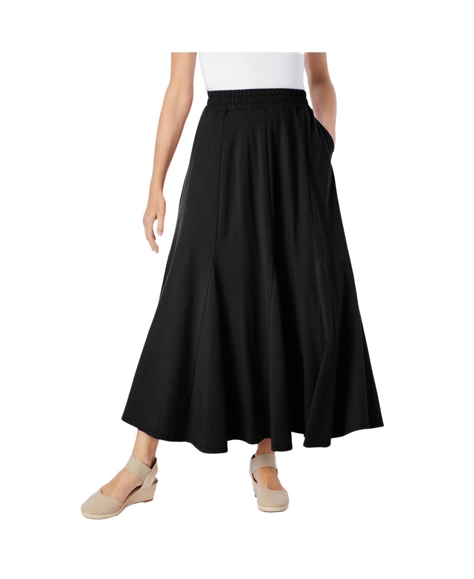 Woman Within Plus Size Within Wide Elastic Waist Skirt