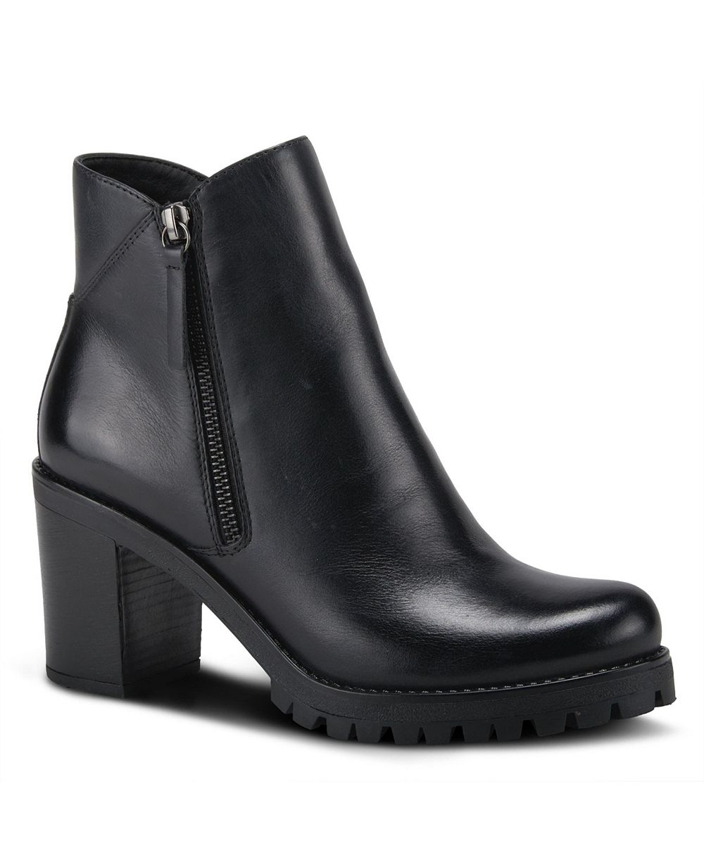 Spring Step DEALEY Leather Booties с Double Zippers и Lug Platform Sole