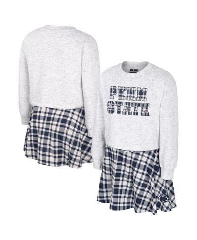 Colosseum Big Girls 2-Piece Gray Penn State Nittany Lions Marceline Plaid Skirt and Top Set