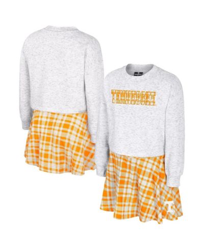 Colosseum Big Girls 2-Piece Gray Tennessee Volunteers Marceline Plaid Skirt and Top Set