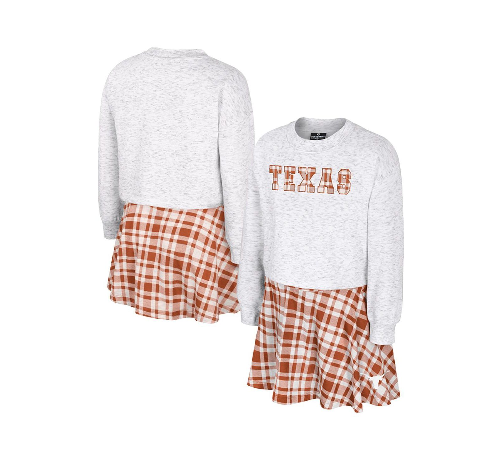 Костюм Colosseum Big Girls 2-Piece Gray Texas Longhorns Plaid Skirt and Top Set