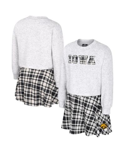 Colosseum Big Girls 2-Piece Gray Iowa Hawkeyes Marceline Plaid Skirt and Top Set
