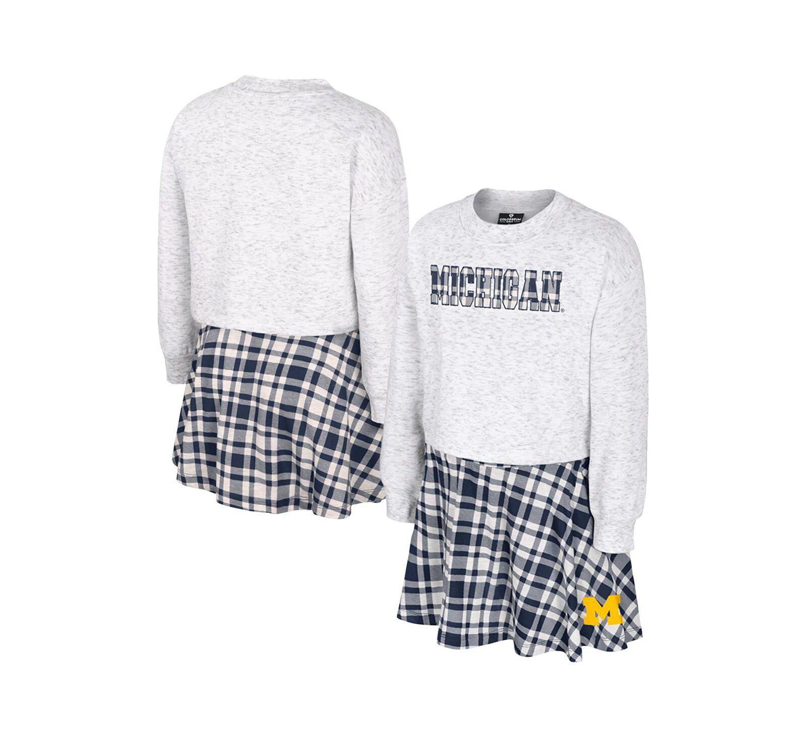 Colosseum детский набор из 2 предметов: клетчатая юбка и топ Michigan Wolverines Gray
