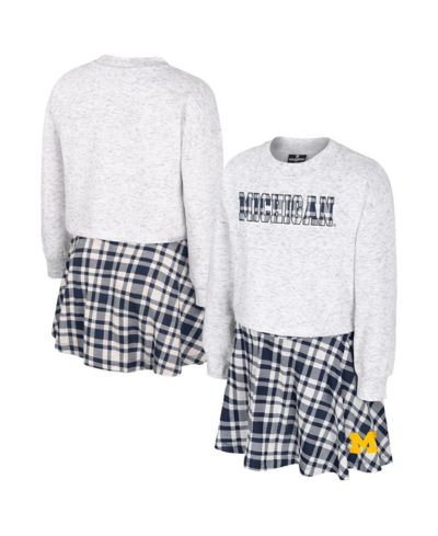 Colosseum детский набор из 2 предметов: клетчатая юбка и топ Michigan Wolverines Gray