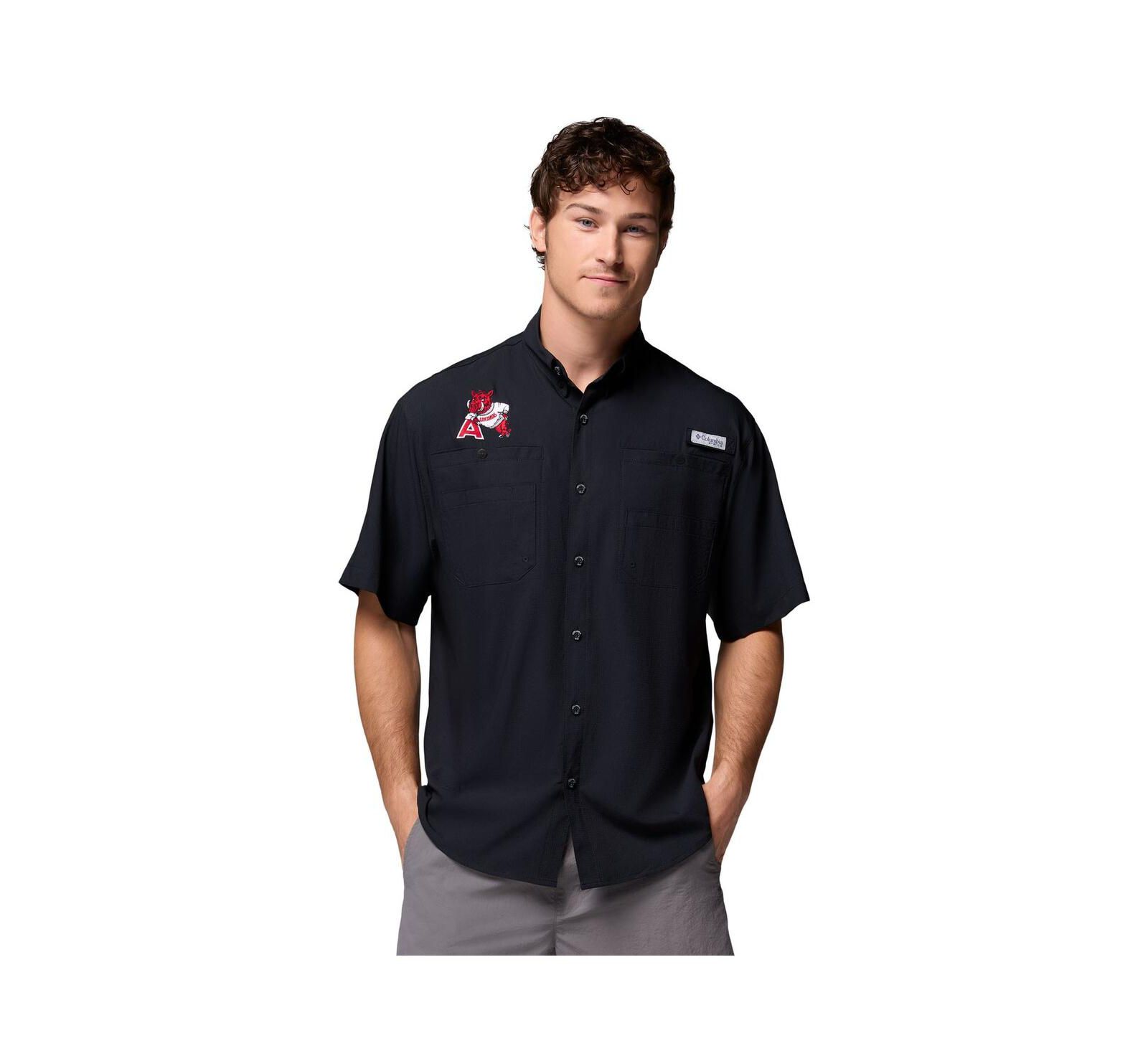 Мужская рубашка Columbia Black Arkansas Razorbacks Tamiami Omni-Shade Button-Down Shirt