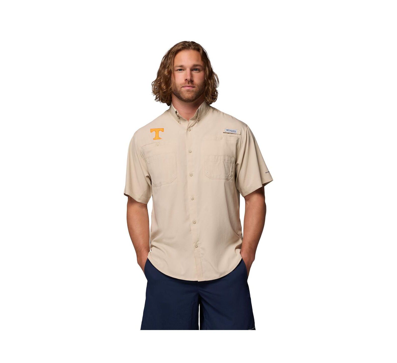 Мужская рубашка Columbia Tennessee Volunteers Tamiami Omni-Shade, бежевая