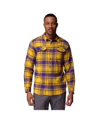 Columbia Мужская фланелевая рубашка с длинным рукавом Omni-Wick LSU Tigers Purple