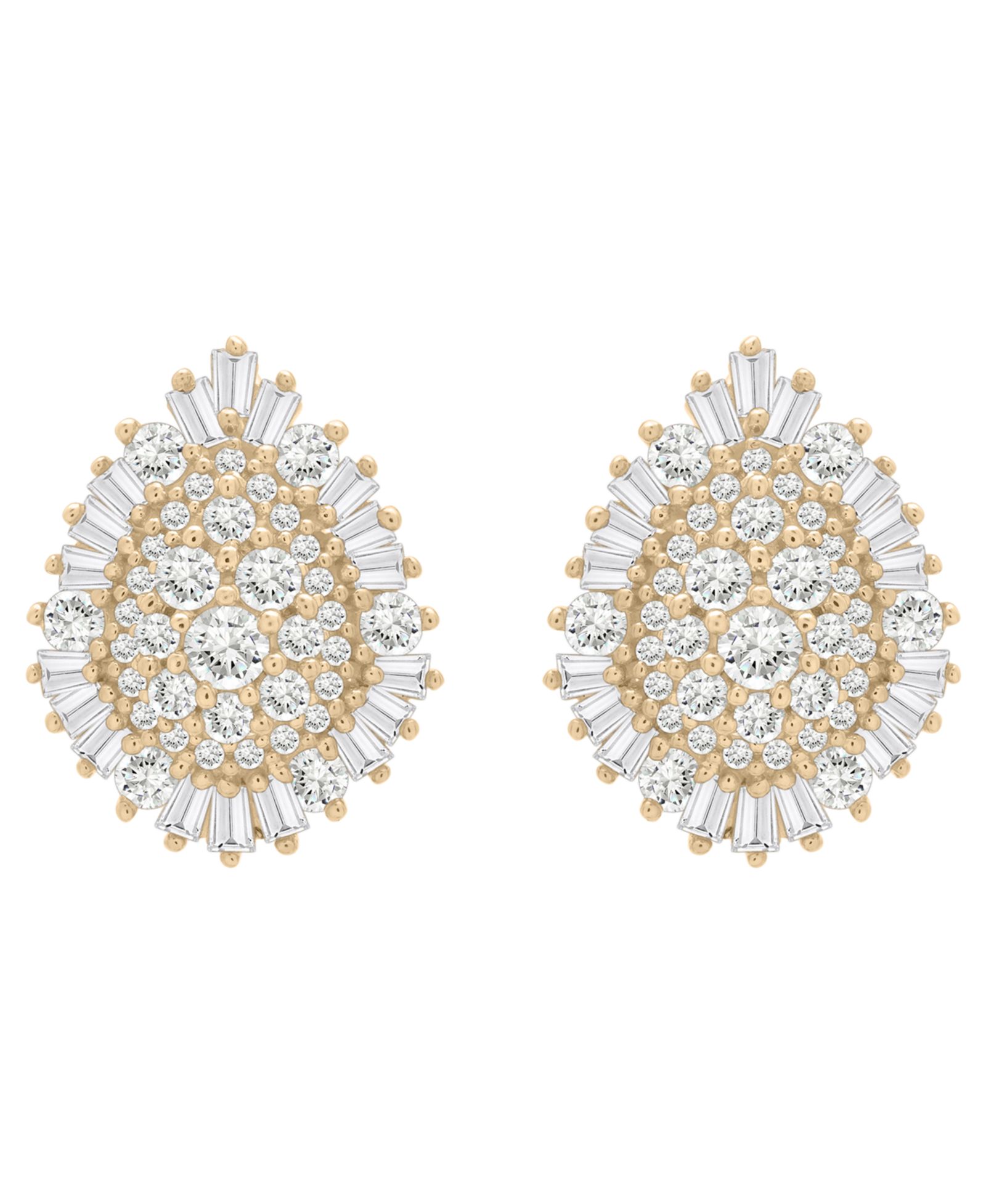Серьги Wrapped in Love Diamond Baguette & Round Cluster 1 ct. t.w. 14K Yellow Gold