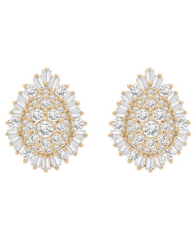 Серьги Wrapped in Love Diamond Baguette & Round Cluster 1 ct. t.w. 14K Yellow Gold