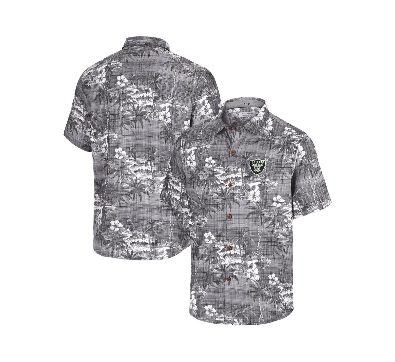 Tommy Bahama Men's Black Las Vegas Raiders Coconut Point Isla Palmetto Camp Button-Up Shirt
