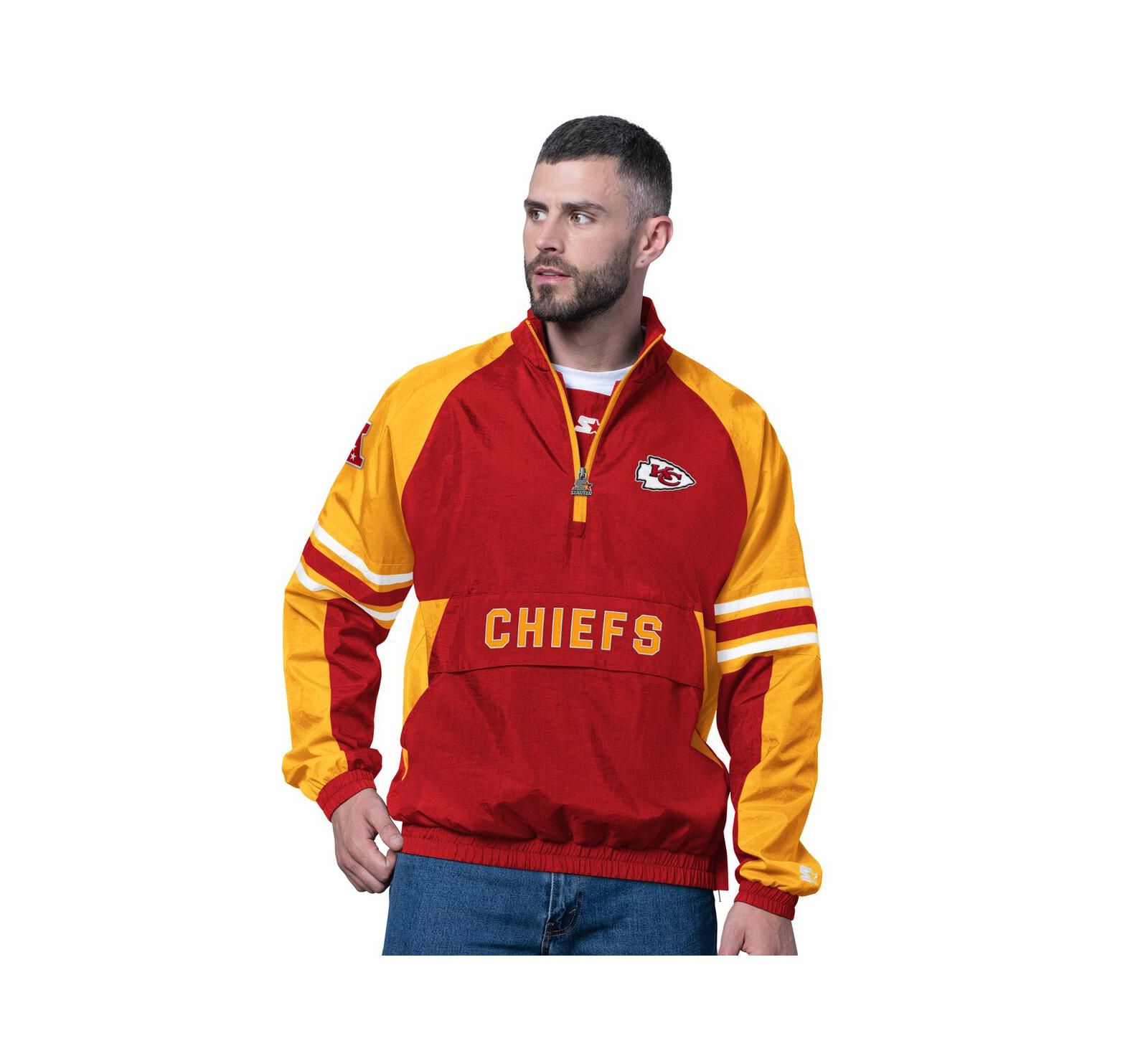 Starter Мужская красная толстовка с полумолнией Kansas City Chiefs Prospect