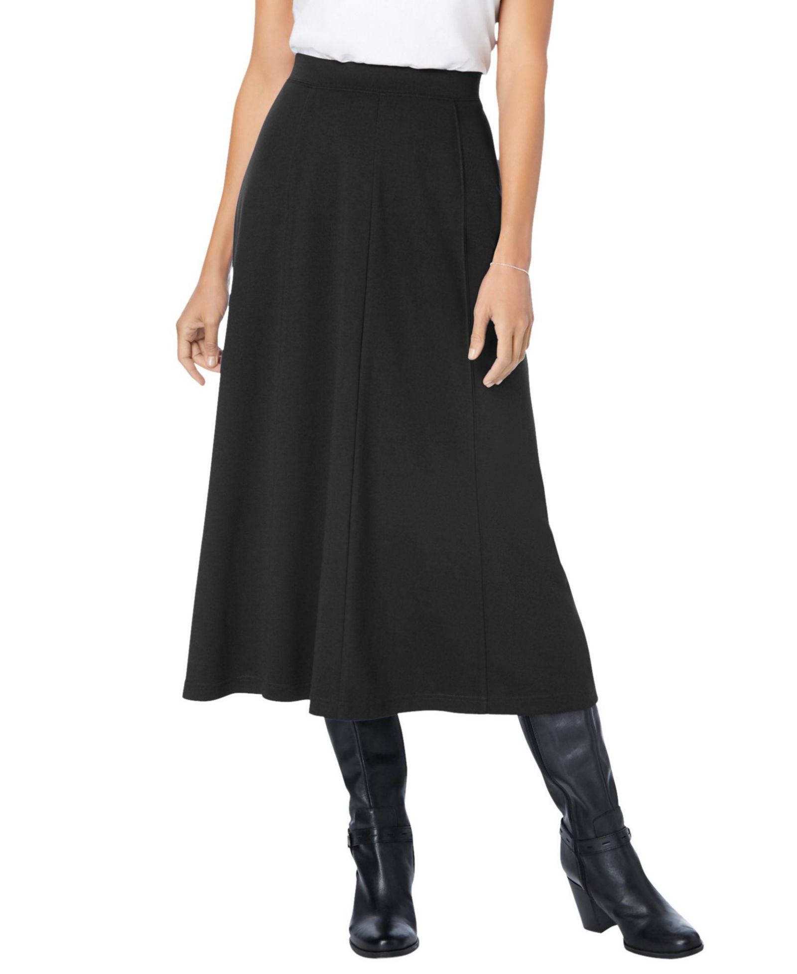 Woman Within Plus Size Ponte Knit A-Line Skirt