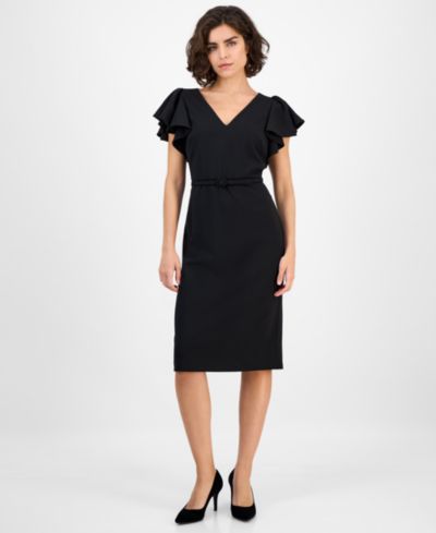 Женское платье-футляр Anne Klein V-Neck с рюшами
