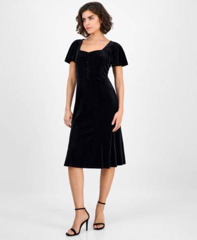 Anne Klein Женское миди-платье из бархата с пышными рукавами