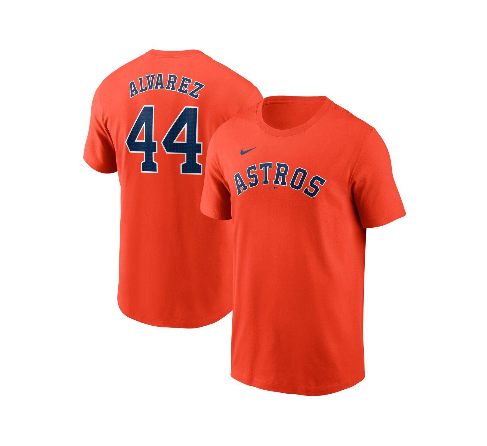 Nike Men's Yordan Alvarez Orange Houston Astros Fuse Name & Number T-Shirt