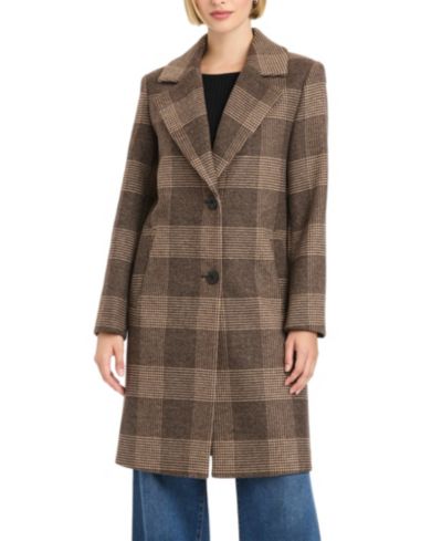 Vince Camuto Женское шерстяное пальто в клетку Boyfriend