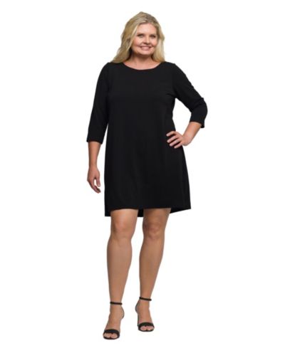 24seven Comfort Apparel Plus Size Three Quarter Sleeve A Line Knee Length Dress