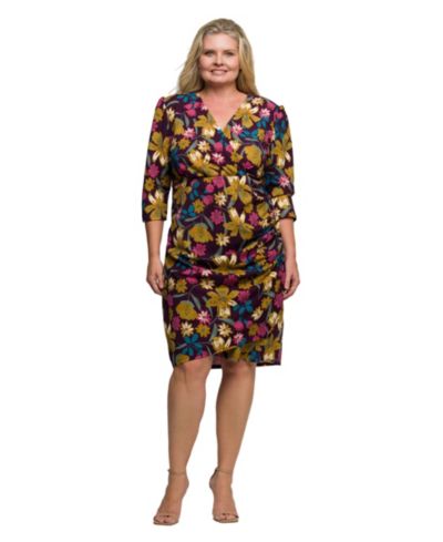 Женское платье 24seven Comfort Apparel Plus Size Floral Print Faux Wrap