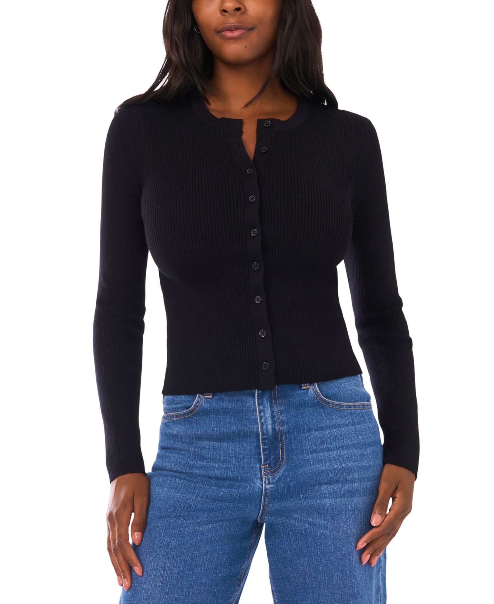 1.STATE Women's Fitted Cropped V-Neck Top