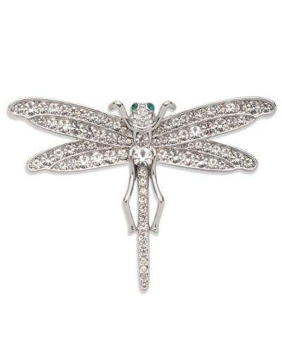 Lauren Ralph Lauren брошь Dragonfly из серебристого кристалла