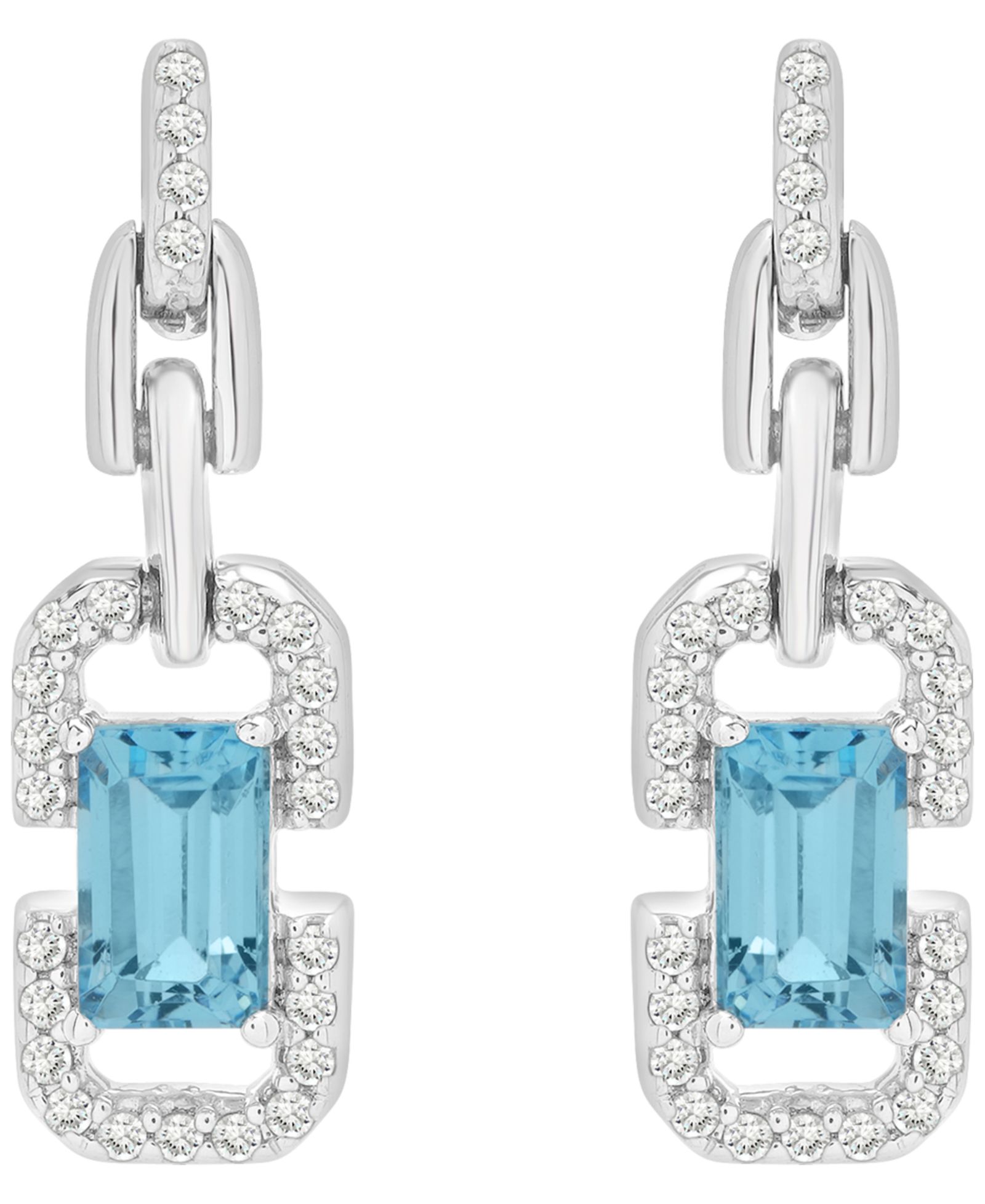 Macy's Серьги-подвески с белым топазом (1/6 ct. t.w.) и голубым топазом (5/8 ct. t.w.) в стерлинговом серебре