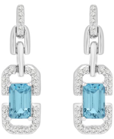 Macy's Серьги-подвески с белым топазом (1/6 ct. t.w.) и голубым топазом (5/8 ct. t.w.) в стерлинговом серебре