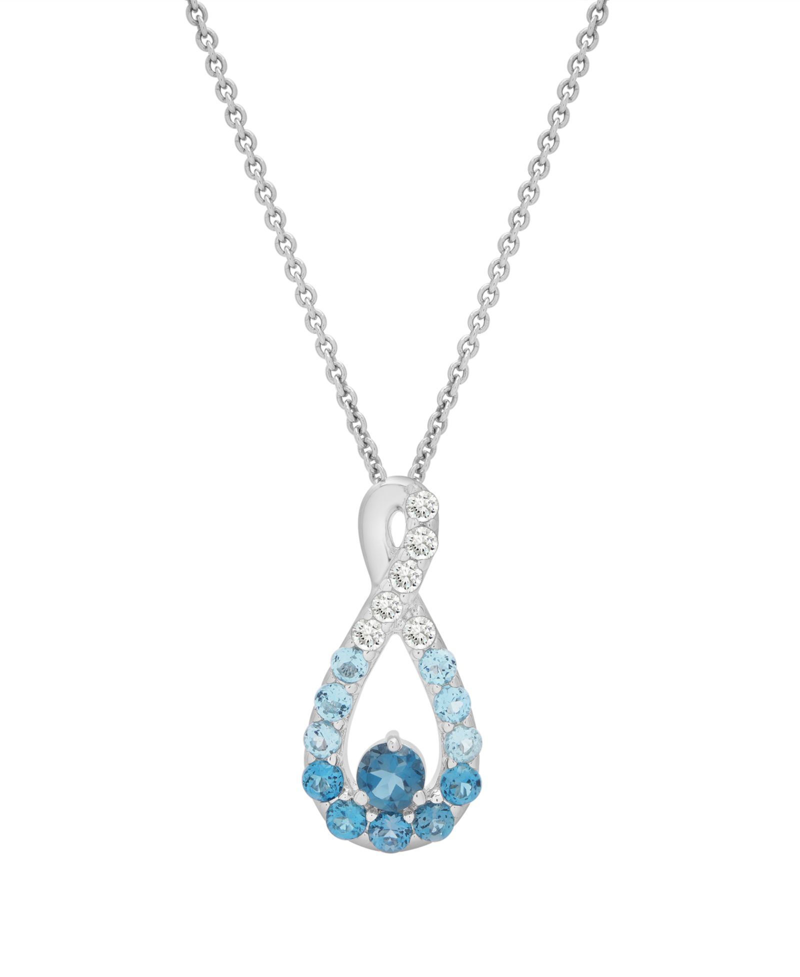 Подвеска-кулон Macy's White Topaz (1/4 ct. t.w.), Blue Topaz (1/3 ct. t.w.) и London Blue Topaz (5/8 ct. t.w.) в стерлинговом серебре
