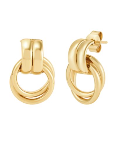 Серьги-подвески Macy's Polished Doorknocker из стерлингового серебра с напылением 18k Yellow Gold