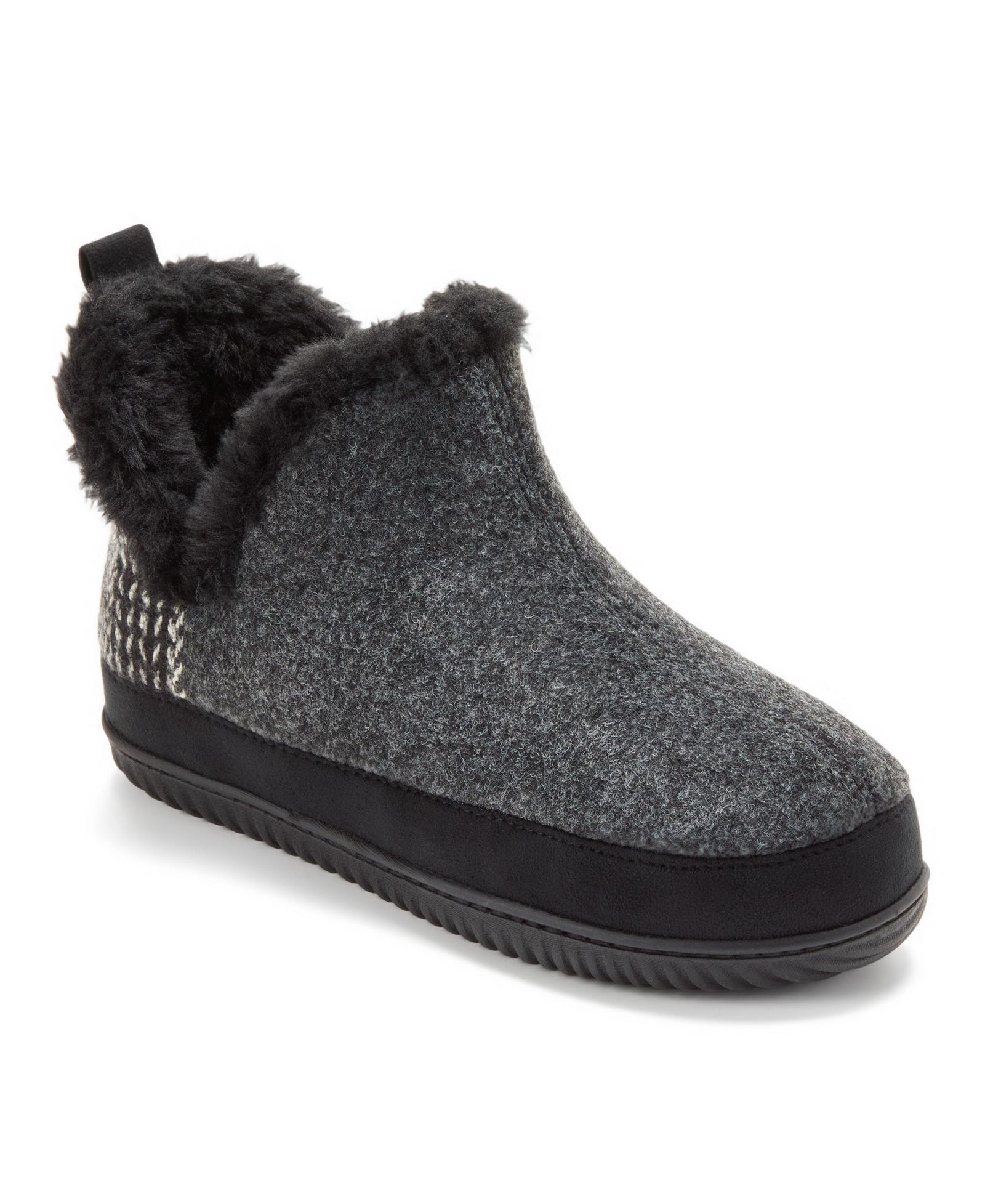 Dearfoams Женский Felted and Plaid Boot Slipper