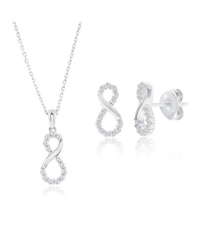 Набор ожерелье и серьги Sterling, Polished & CZ Infinity
