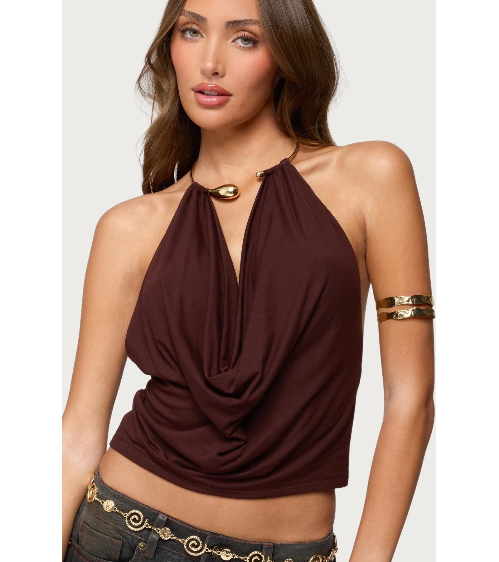 Женский топ Edikted Mileva Cuff Deep Cowl Neck