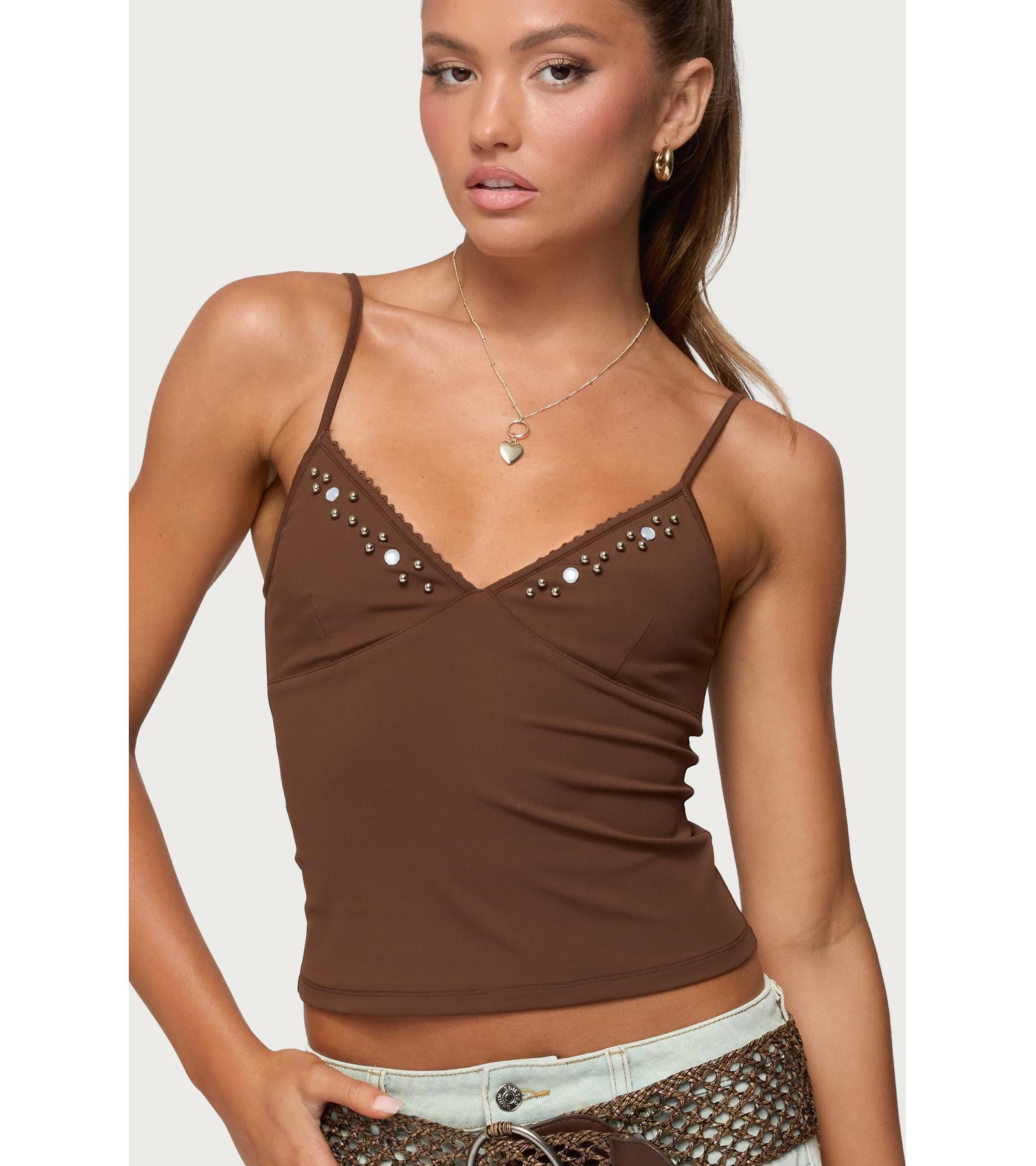 Edikted Женский топ на бретелях Holland Bead V Neck