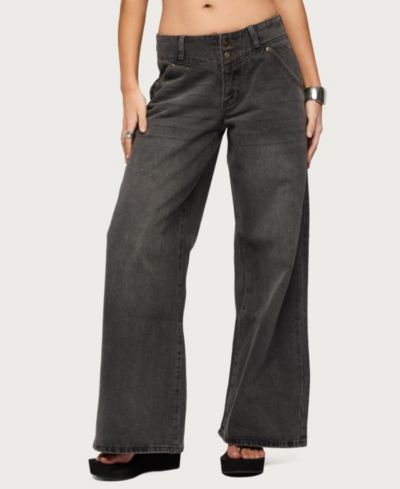 Edikted Women's Meredith Low Rise Wide Leg Jeans