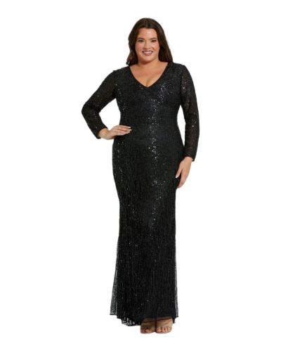 Mac Duggal Женское вечернее платье с длинным рукавом и отделкой бахромой