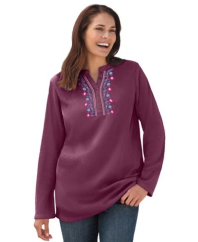 Deep claret vine embroidery