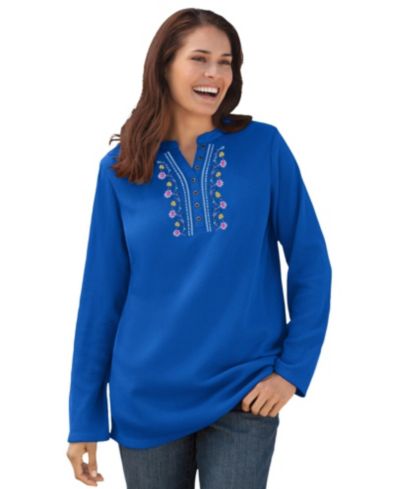Bright cobalt vine embroidery