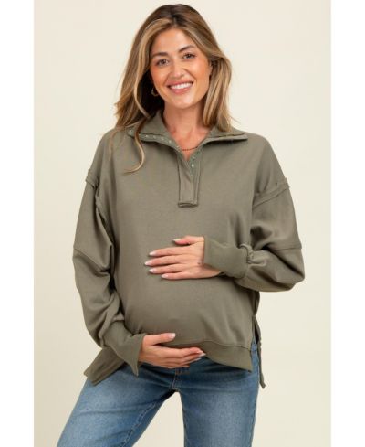 Pinkblush Women's Olive Snap Button Pullover Henley Sweatshirt