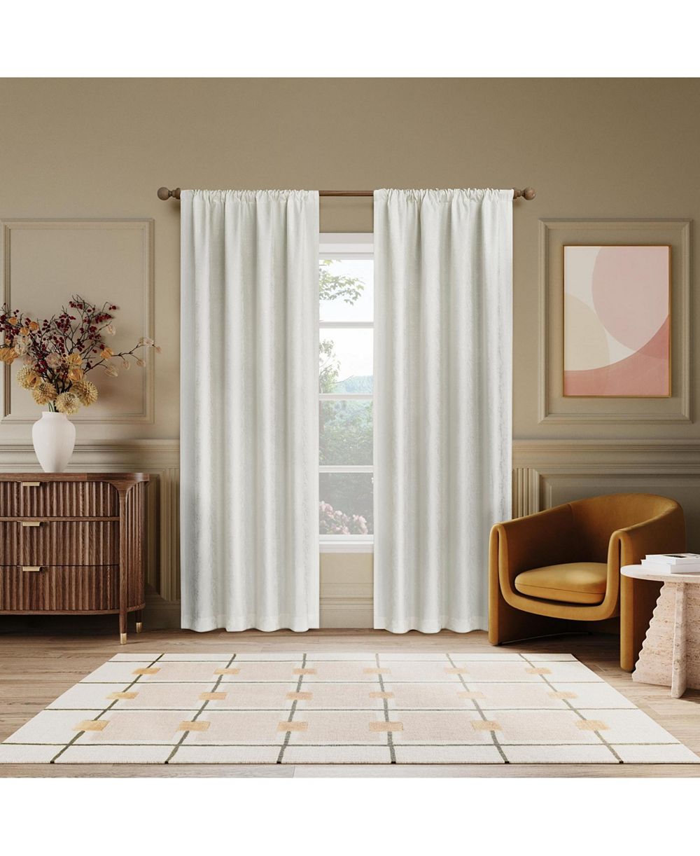 Sun Zero Belmont Floral Jacquard 100% Blackout Rod Pocket Curtain Panel