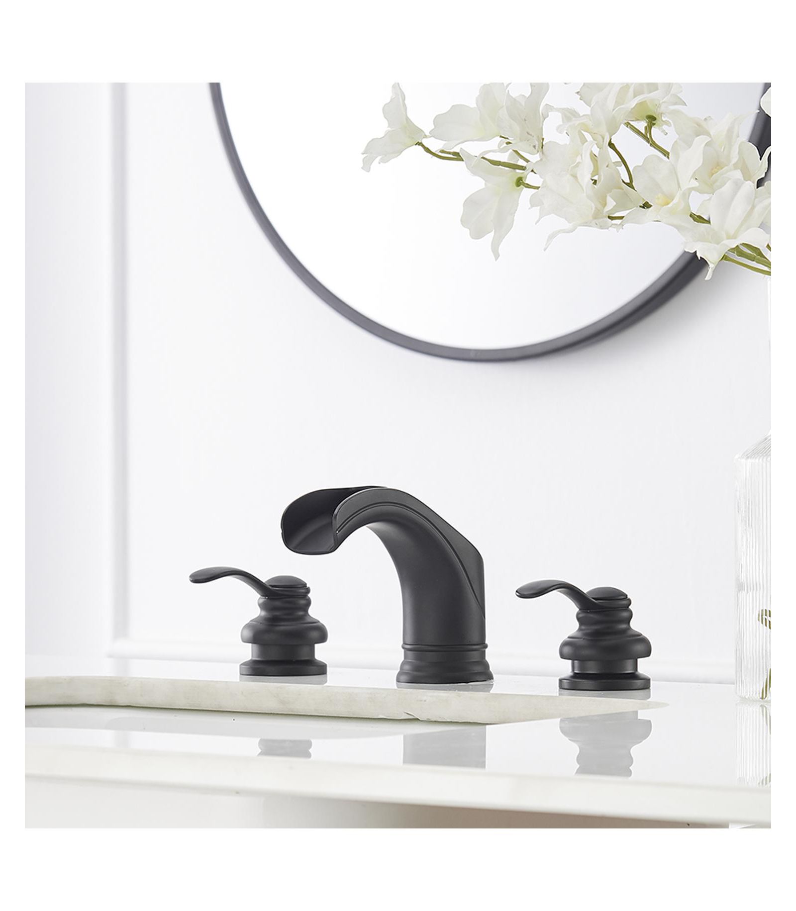Greenspring Pop-up Drain Assembly in Spot Resist 8 in. Waterfall Widespread 2-Handle Bathroom Faucet