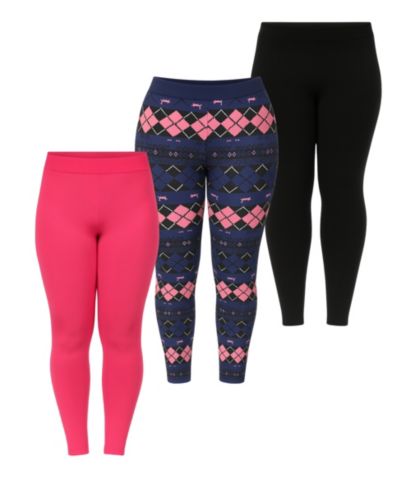 White Mark Plus Size Holiday Legging Pants, 3-Pack