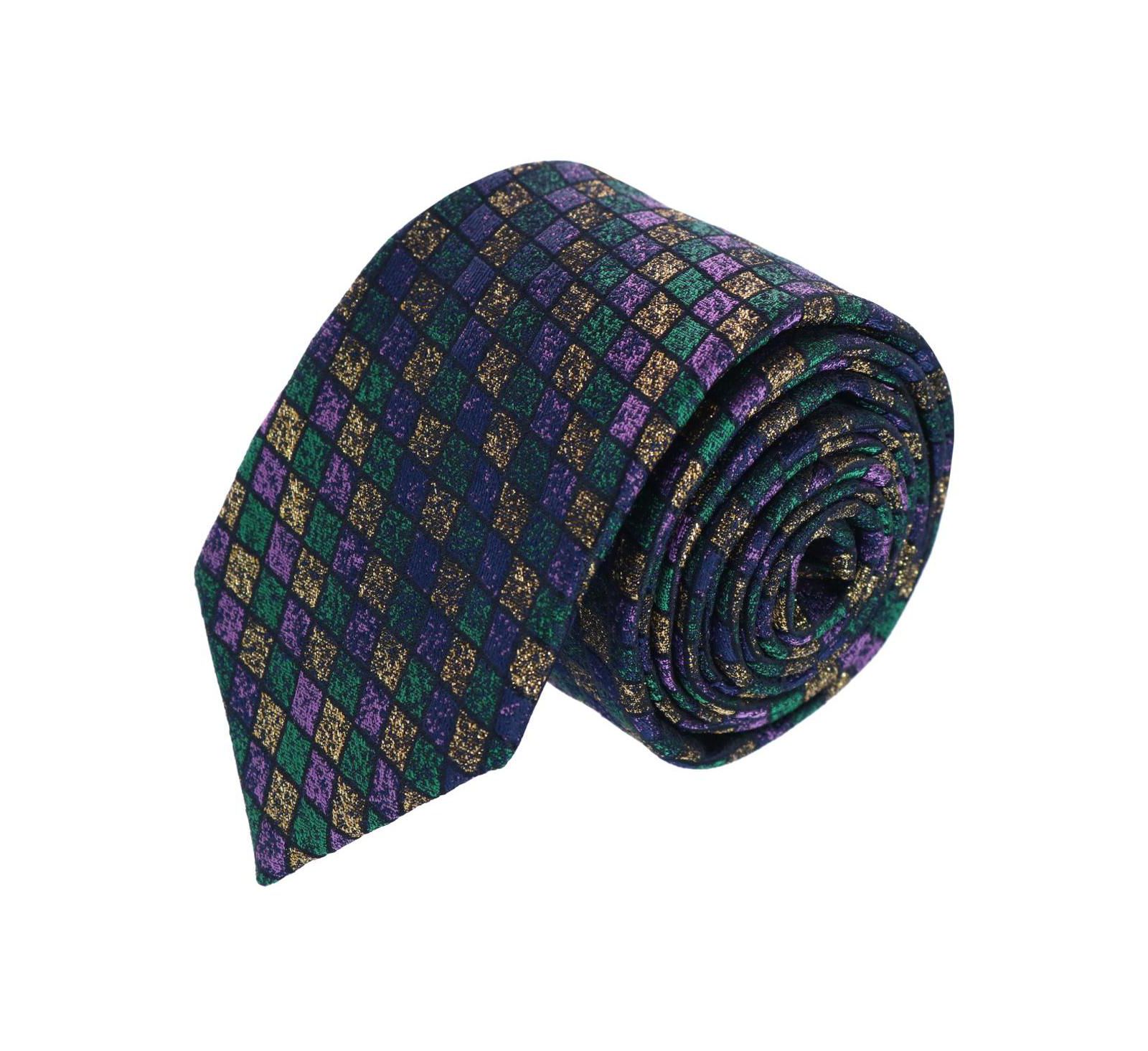 TRAFALGAR Men's Carnival Diamond Multi-Colored Novelty Silk Necktie