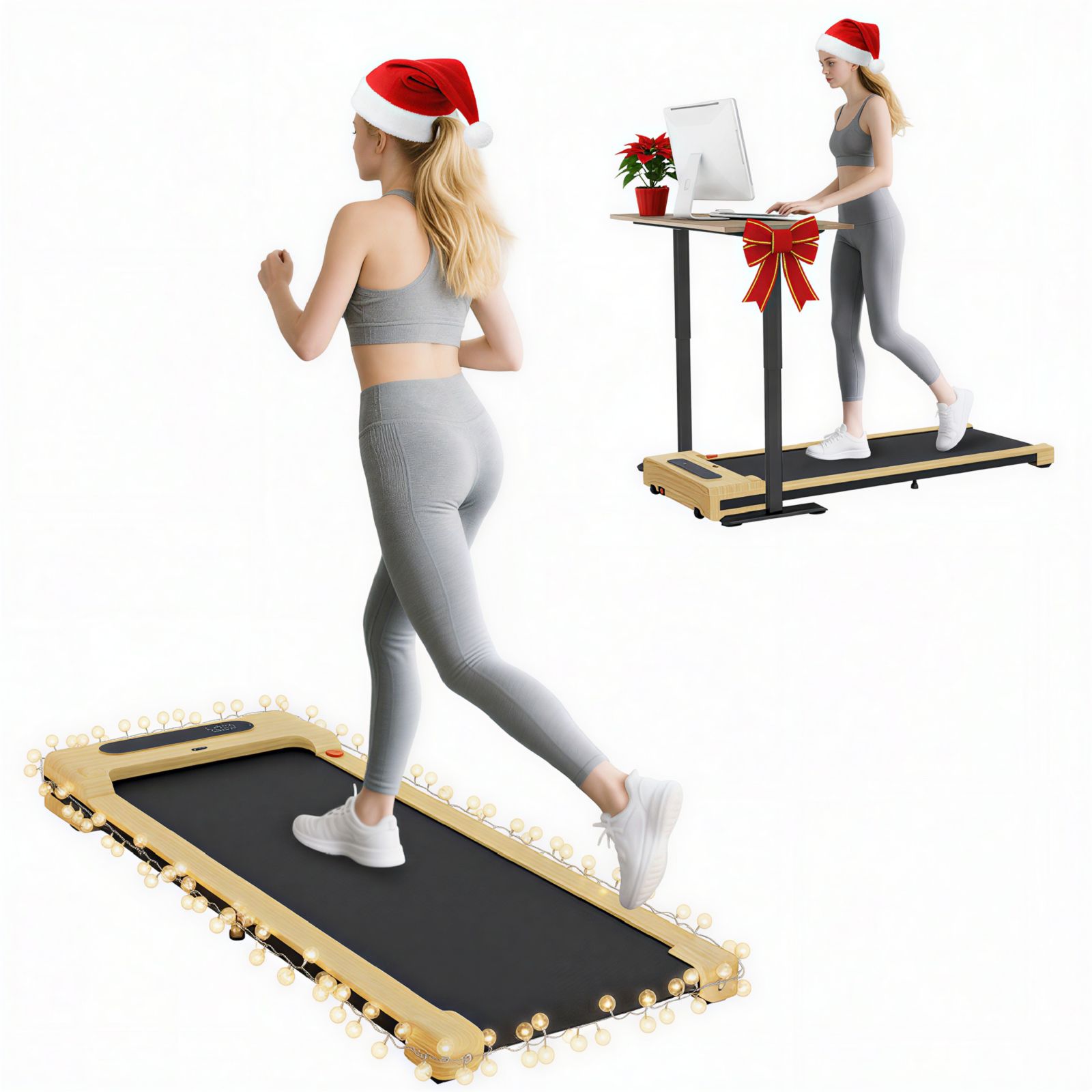 Soozier Walking Pad Under Desk Treadmill with Remote Control, Wheels