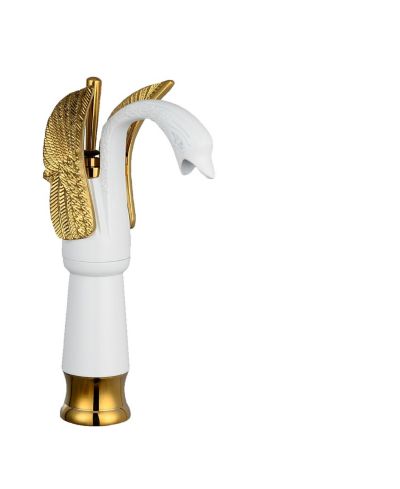 Greenspring 12*12*5 Swan Single Hole Single Handle Bathroom Vessel Sink Faucet With Pop Up Drain