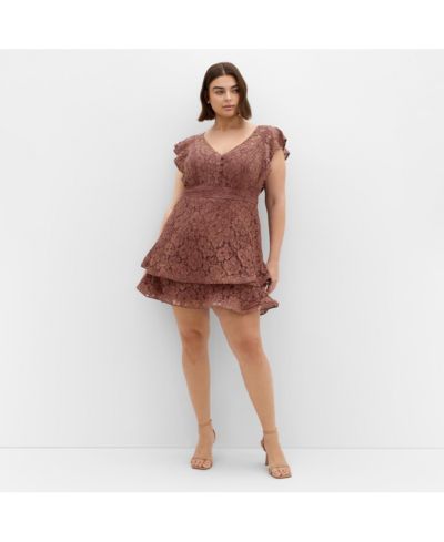 CITY CHIC Plus Size Lace Frill Mini Dress