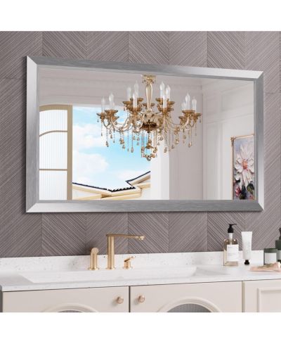Amorho Bathroom Mirror, 50" x 30" Inch Thick Metal Framed Wall Mirrors for Over Sink, Bedroom, Living Room, Entryway, Rectangle Wall-Mounted Mirrors in Silver(Horizontal/Vertical)
